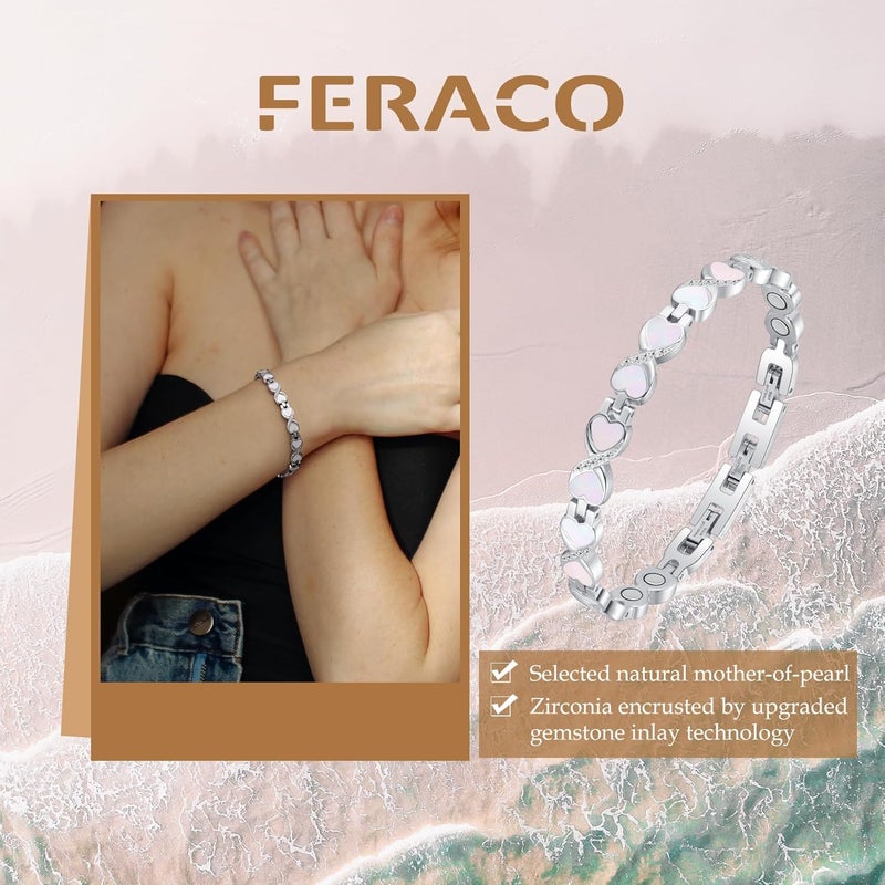 Feraco Magnetic Bracelets for Women with 3800 Gauss Effective Magnets, Stainless Steel Bracelet with Sparkling Zirconia, Infinite Symbol - Image 4